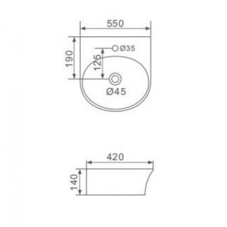 Подвесная раковина Gappo GT705 55 см белый